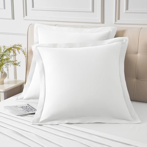 Homiest White Euro Sham Covers, 18x18 Inch Soft Microfiber Set of 2