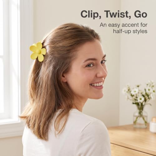BWESOO Yellow Flower Hair Claw Clip - Non-Slip Plastic Jaw Clip