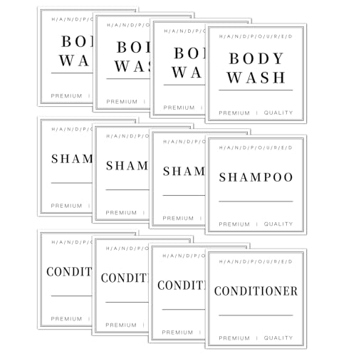 TESWEY 12PCS Waterproof Bathroom Organization Labels Stickers