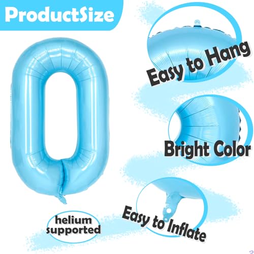 Florisland Light Blue Number 10 Balloon & Party Decorations for 10th Birthday Girls Kids