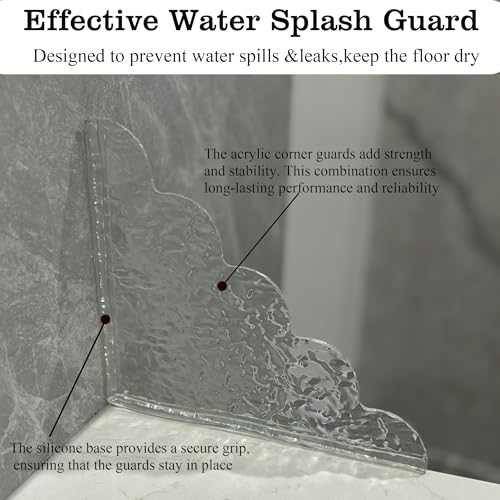 2PCS Shower Splash Guards Acrylic & Silicone Corner Protectors - Water Barrier