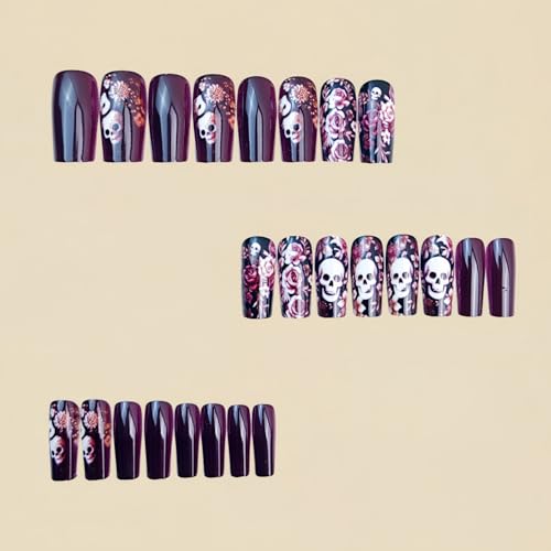 GRITOSE Halloween Press on Nails Long Square False Acrylic Nails