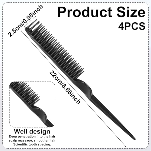 JJUNW 3-Row Hair Comb Set - Curl Defining & Braid Take Down Tools (4 Pack)