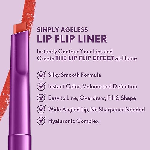 COVERGIRL Simply Ageless Lip Flip Liner - Loving Rose, Retractable Lip Liner with Hyaluronic Complex and Vitamin E