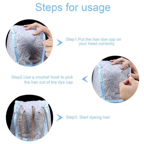 Professional Hair Dyeing Kit with Highlighting Caps Hooks and Brushes
