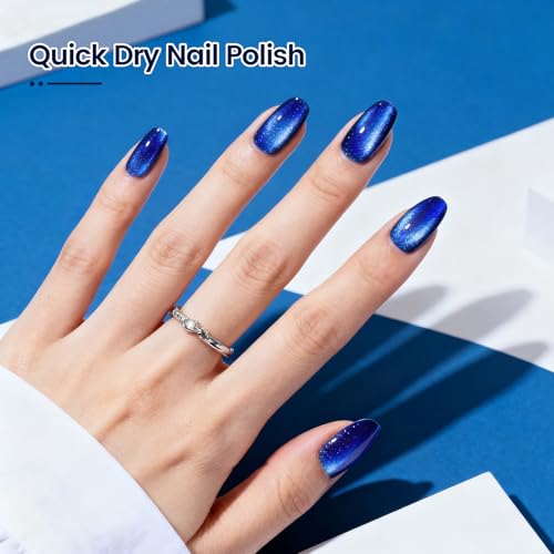 OpenLive Blue Cat Eye Nail Polish with Magnet Stick, 16.5ml