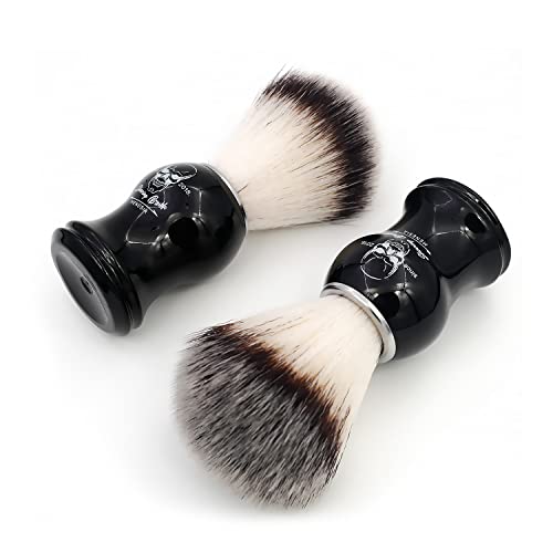 Men's Shaving Brush Synthetic Hair Black Skull Handle Travel Size