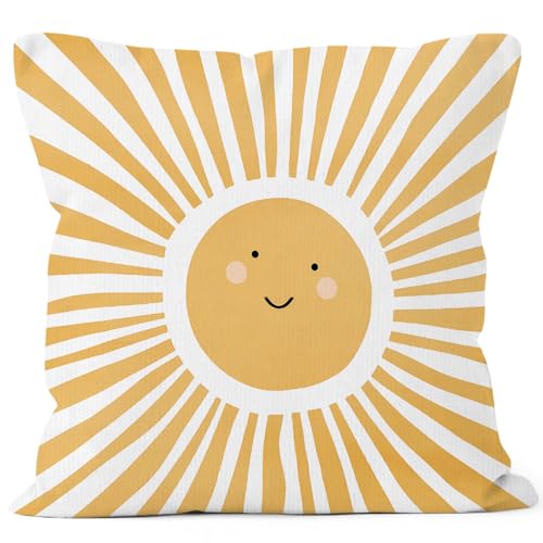 MONALET Yellow Boho Sun Throw Pillow Cover, 18x18 Soft Flannelette Case