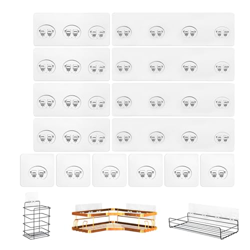 14 Pack Heavy-Duty Shower Caddy Adhesive Hooks for Bathroom & Kitchen