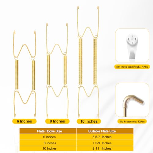 Fozite Decorative Plate Hangers for Wall - 3 Pack, 6-10 Inch Invisible Holders