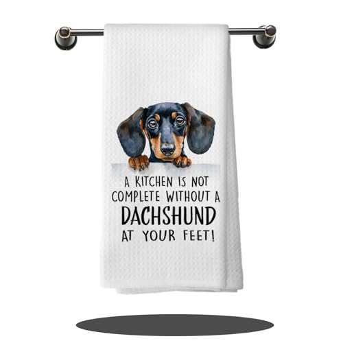 Funny Dachshund Kitchen Towels Waffle Weave Soft Dishcloths