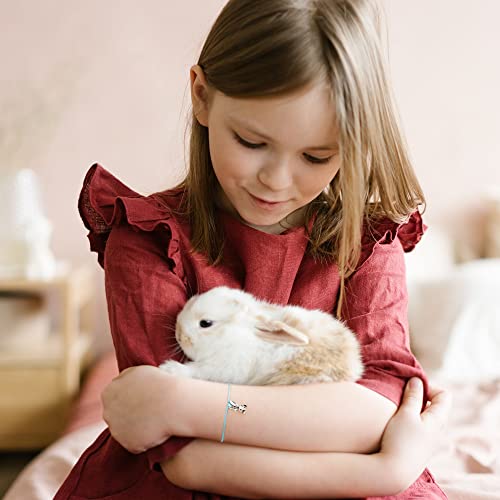 Ursilver Stainless Steel Bunny Charm Bracelet for Kids & Teens