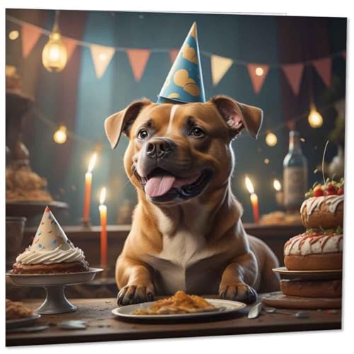 Staffie Birthday Card - Staffordshire Bull Terrier Greeting Card