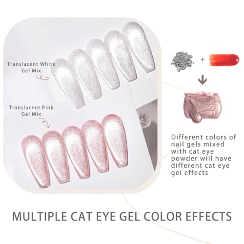 Gyraolvant Silver Cat Eye Chrome Nail Powder for Gel Polish