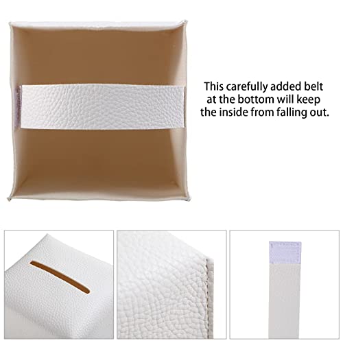 VIVIDLY White PU Leather Tissue Box Holder - 2 Pack, 5x5x5 inches