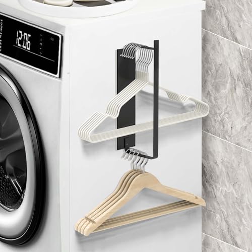 FODIENS Magnetic Hanger Holder for Laundry Room, Heavy-Duty Black Rack