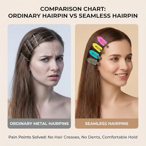eswala No Crease Hair Clips - 40 Pcs Multicolor Creaseless Hair Pins for Makeup