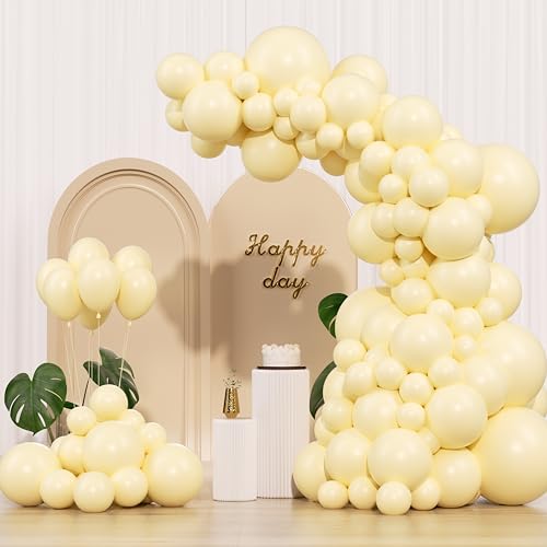 Pastel Yellow Balloon Garland - 145pcs Latex Balloons for Parties