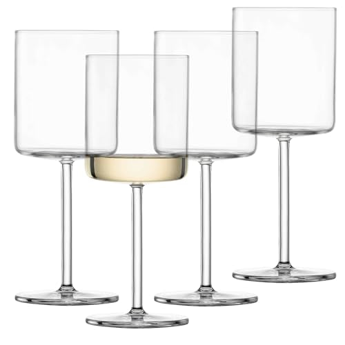 Schott Zwiesel Modo White Wine Glass (Set of 4), Linear Wine Glasses for White Wine, Dishwasher Safe Tritan Crystal Glasses, Made in Germany (Item No. 119900)