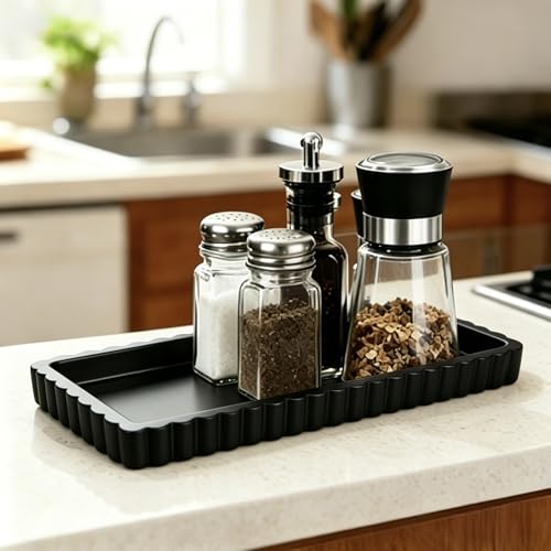 WUYHSD Silicone Bathroom Vanity Tray - Non-Slip Small Sink Caddy, Black