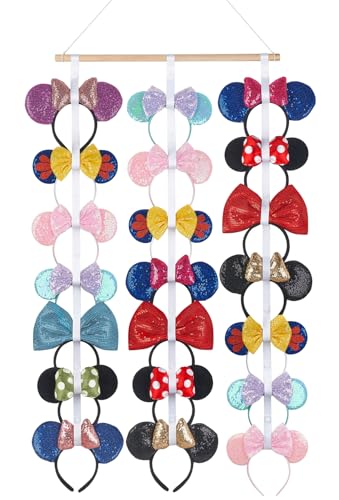 Dahey Wall-Mounted Headband Organizer for Girls - Holds 21 Hair Accessories
