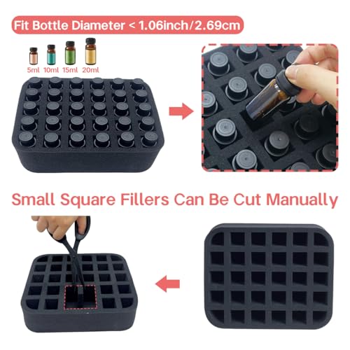 LANDFOBO Black Essential Oils Organizer with Foam Pad, Holds 30 Bottles