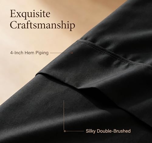 Luxury Brushed Microfiber Flat Sheet (Queen, Black) - Soft & Durable