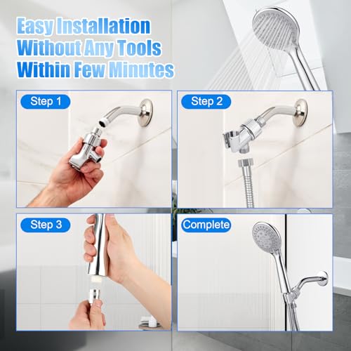 High Pressure Handheld Shower Head with 5 Functions & 4.7 ft Hose