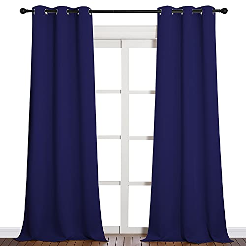 NICETOWN Navy Blue Blackout Curtains - 42"W x 95"L Grommet Drapes (2 Pack)