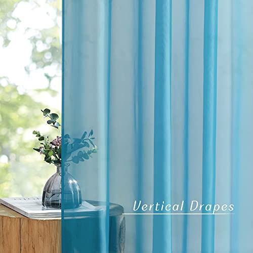 NICETOWN Teal Sheer Window Curtains, 54" x 108", 2 Panels