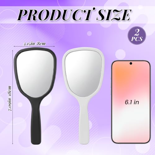 2 Pcs Portable Travel Handheld Mirrors with Handle - Compact and Lightweight for Makeup and Grooming
