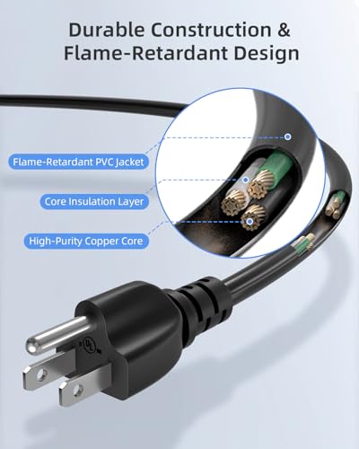 3 Prong AC Power Cord for Instant Pot - 6 Ft Replacement Cable