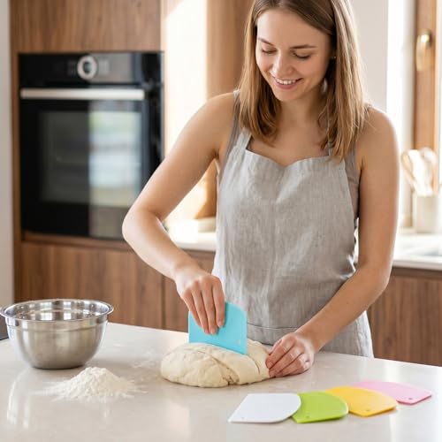 5-Piece Dough Scraper Set for Baking - Flexible Plastic Scrapers