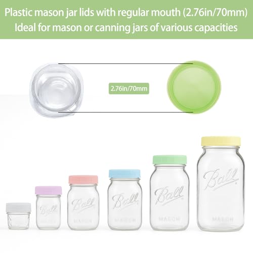 Reusable Plastic Canning Lids for Regular Mouth Mason Jars - 9 Pack