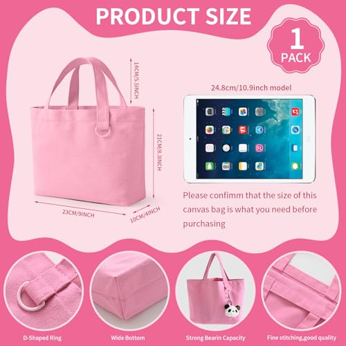 Pink Mini Tote Bags Bulk - 12 Pack Reusable Canvas Bags for DIY