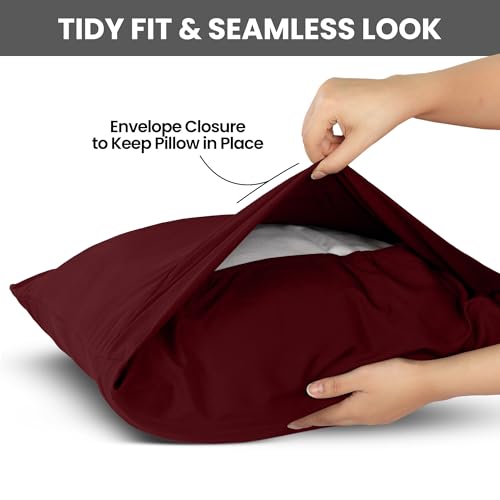 Utopia Bedding Burgundy 20x20 Inch Pillow Cases Set of 2 - Ultra Soft Microfiber