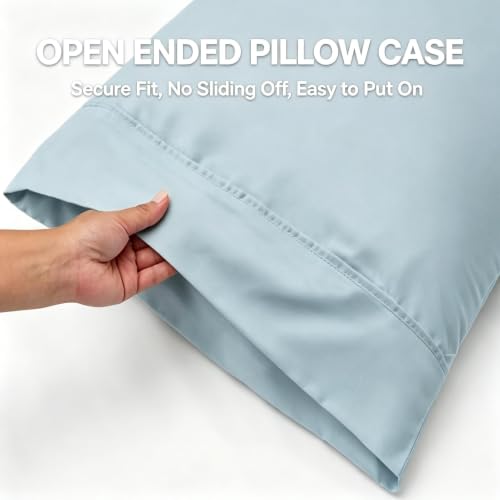 Cathay Home Standard Pillowcases, 20x30 Microfiber Set of 2 - Blue Fog