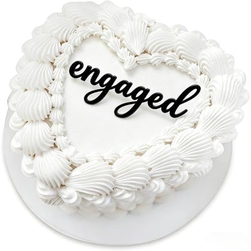 Black Acrylic Engaged Cake Topper for Engagement Party and Wedding