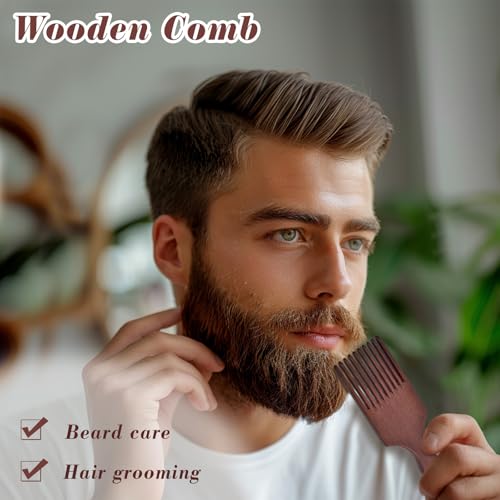 Zoolinn Wooden Beard Pick and Coarse Hair Comb with Ergonomic Handle