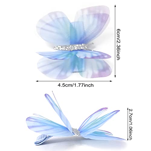 Honbay Colorful Chiffon Butterfly Hair Clips 6-Piece Organza Fairy Hairpins