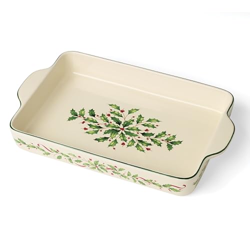 Holiday Stoneware Rectangular Baking Dish - Large Christmas Decor