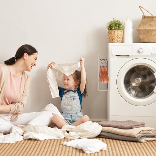 Magnetic Hanger Organizer for Laundry Room, White Carbon Steel Stacker