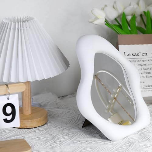 Small Wall Mirror 10x8.8in Vanity Mirror with Wall Mount, White