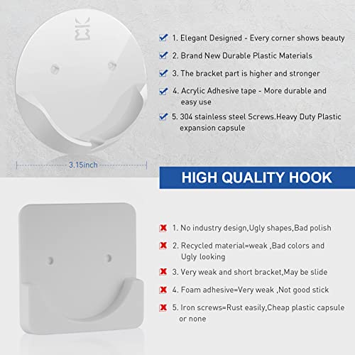 Shower Curtain Rod Holder - Adhesive Wall Mount Bracket, Gloss White