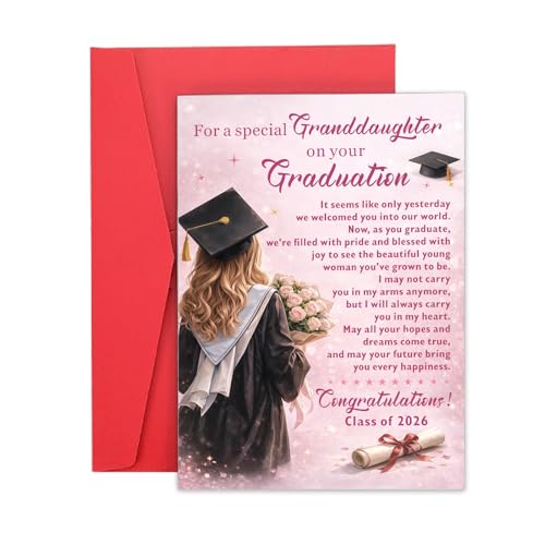 Class of 2026 Graduation Card for Granddaughter Keepsake Gift