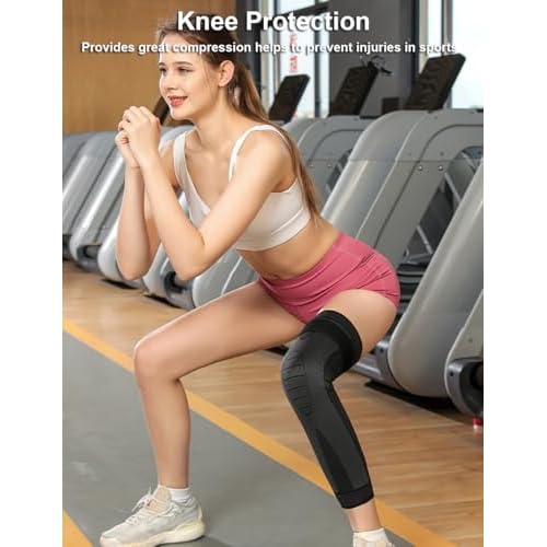 2 Pack Knee Wraps for Pain Relief Women Men, Knee Compression Sleeve for Men Women, Compression Knee Brace for Arthritis Pain and Support (Black, Large)