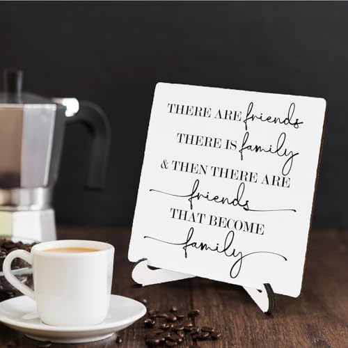 Friends That Become Family Wooden Desk Sign - 5x5 Home Decor