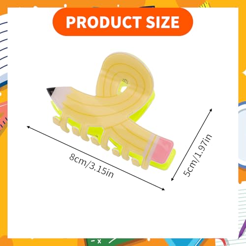 Teacher Pencil Hair Claw Clips 3-Pack Yellow Cute Hair Accessories