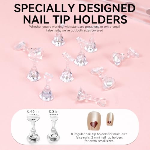 ESUOHYM Press On Nail Stand and Holder Set with Magnetic Tips and Sticky Tabs