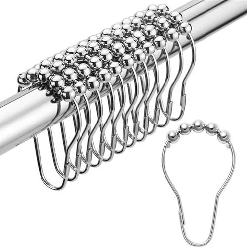 YAMHOHO Rust Proof Stainless Steel Shower Curtain Hooks - Set of 12
